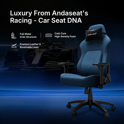 Phantom 4 Ergonomic Gaming Chair | Blue | Large | Linen Fabric