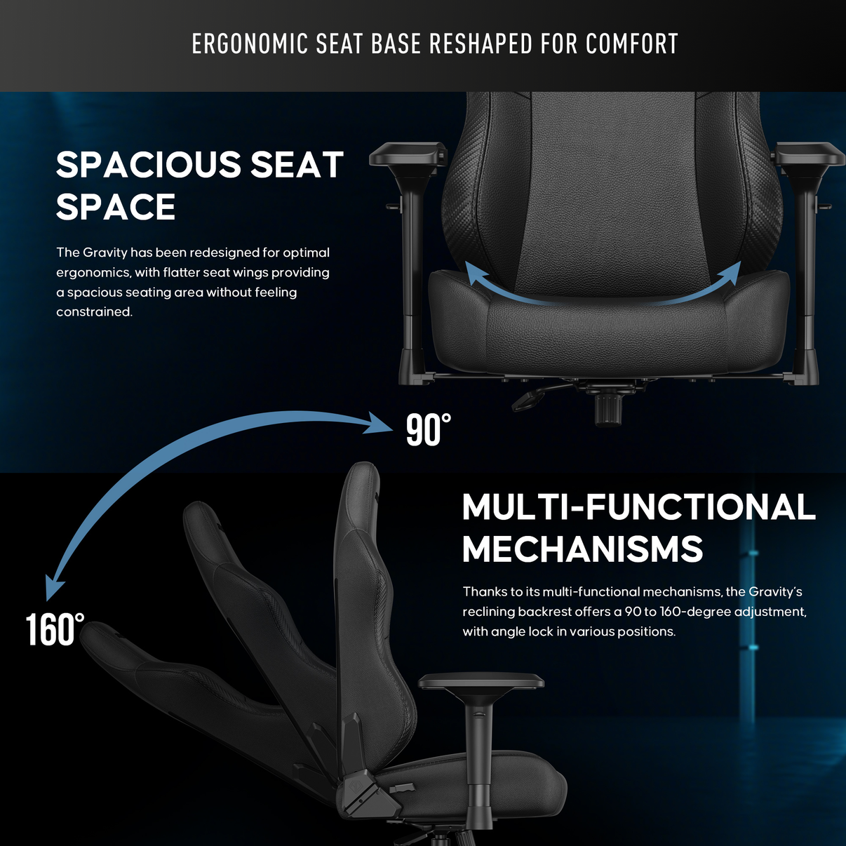 AndaSeat Gravity Premium Gaming Chair, Black, product image 5
