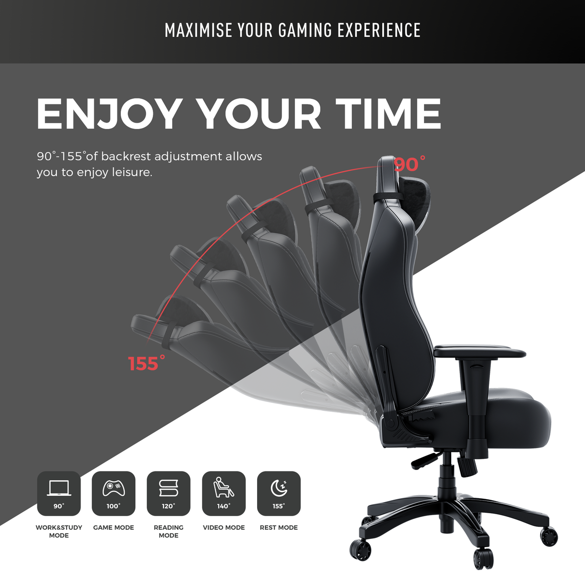 AndaSeat Novis Max Gaming Chair, Black, product image 5