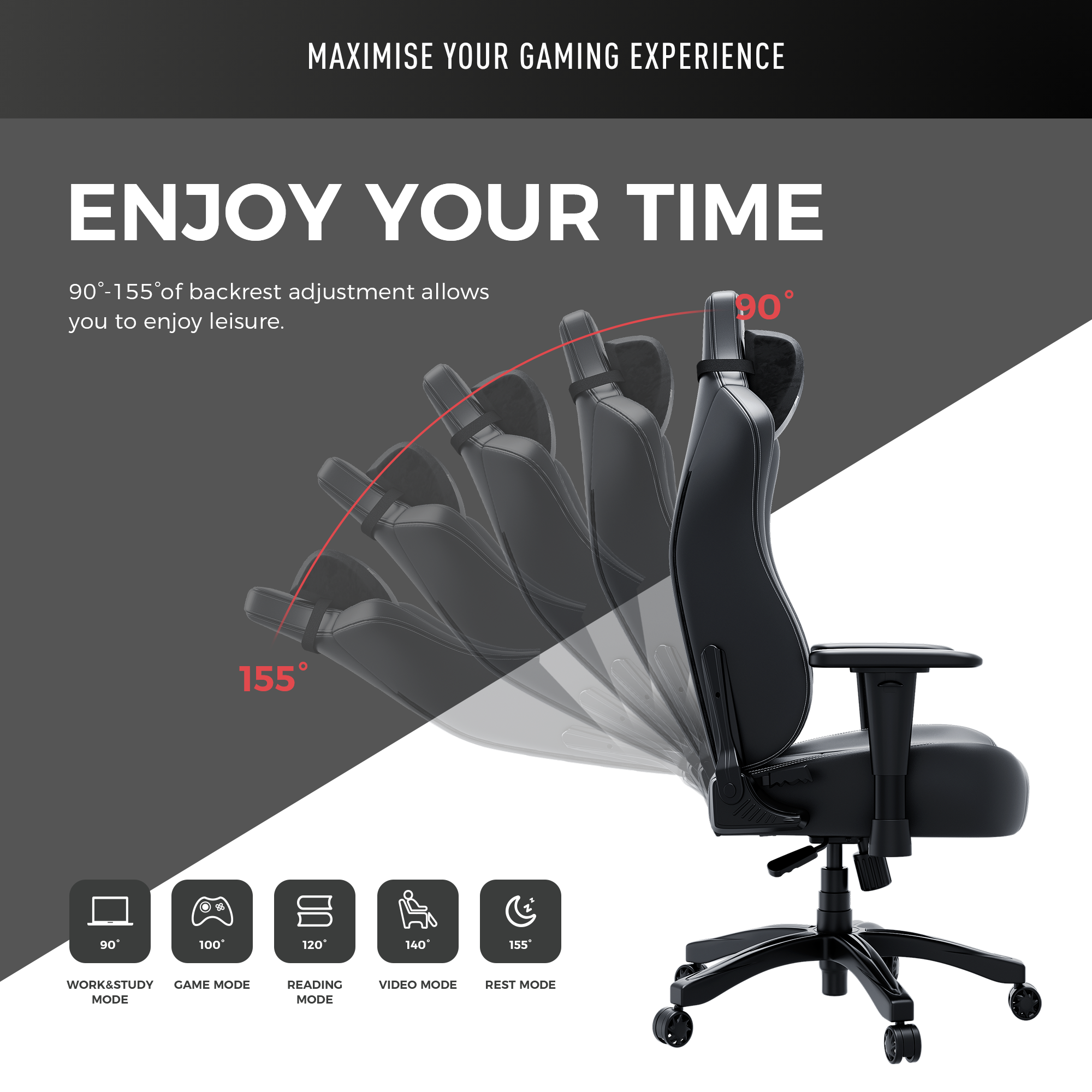 AndaSeat Novis Max Gaming Chair, Black, product image 5