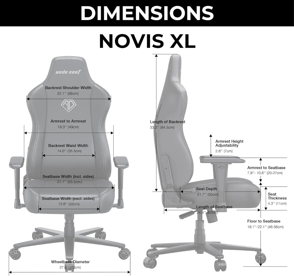 AndaSeat Novis Ultra Gaming Chair, Black, product image 11