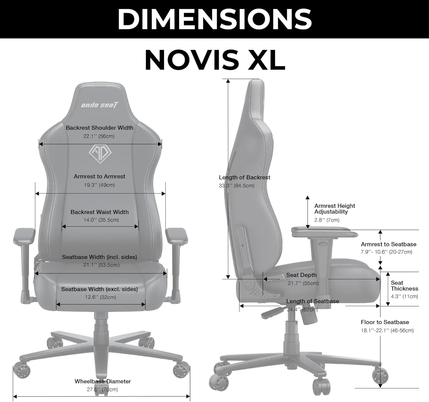 AndaSeat Novis Ultra Gaming Chair, Black, product image 11