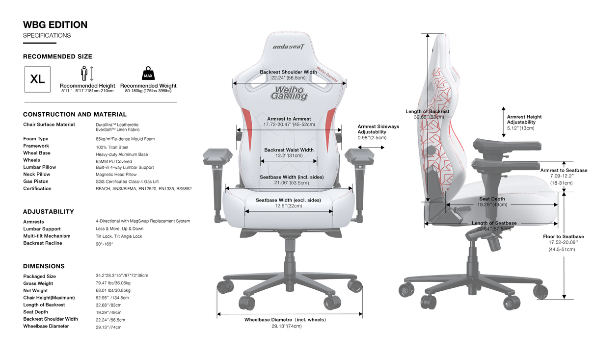 AndaSeat Kaiser 3 Pro Gaming Chair, WBG Edition, product image 10